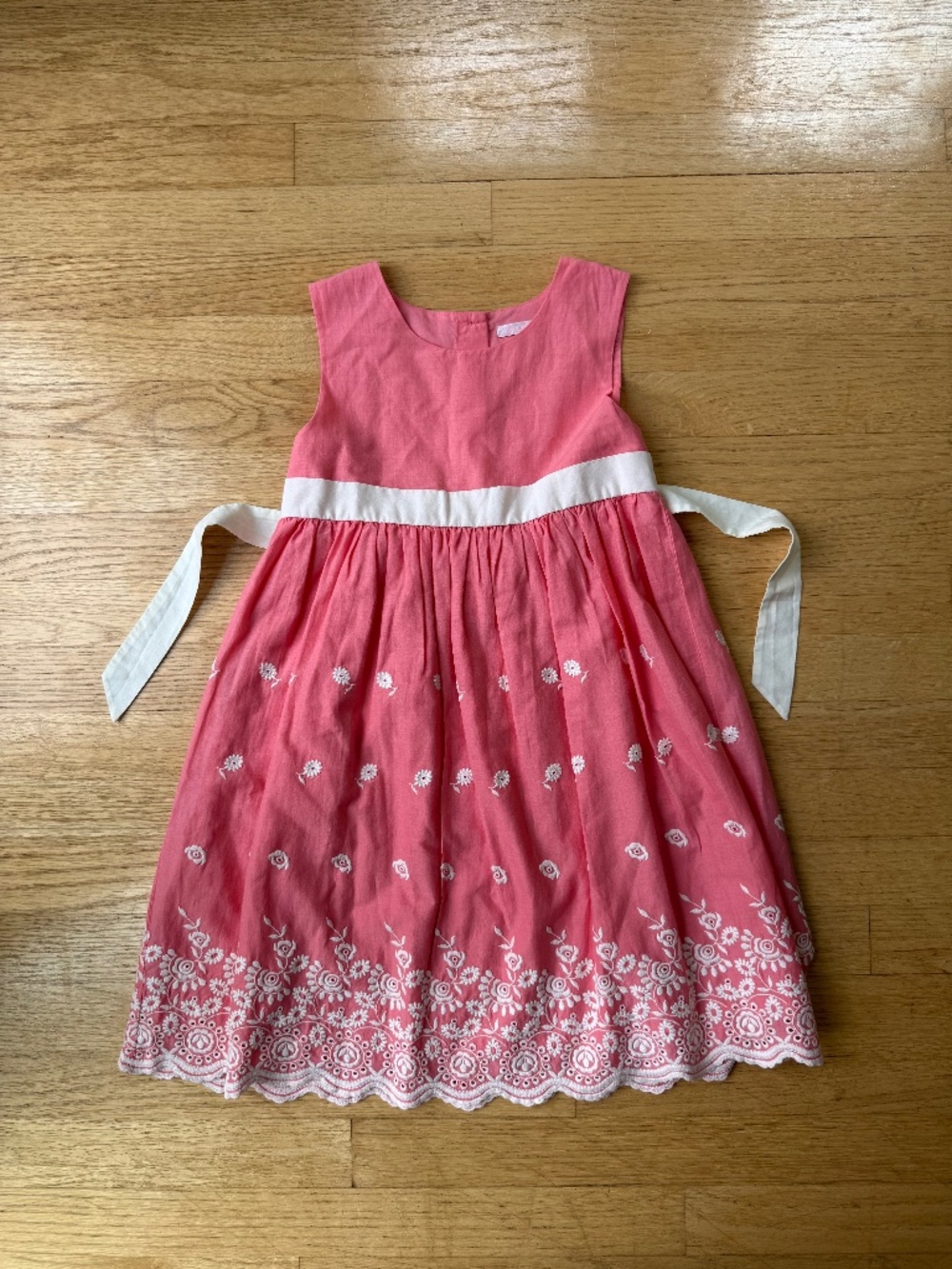 Janie and Jack Coral and Cream Floral Girls Dress size 7